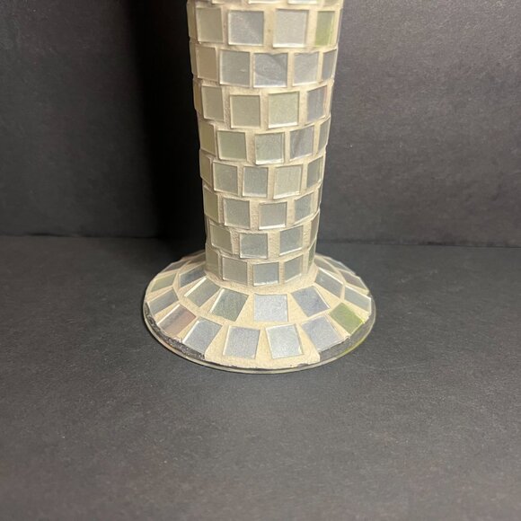 Decorative Tall Glass Mosaic Tile Flared Floral Glam Vase 11.75 x 4.25" - Picture 3 of 6